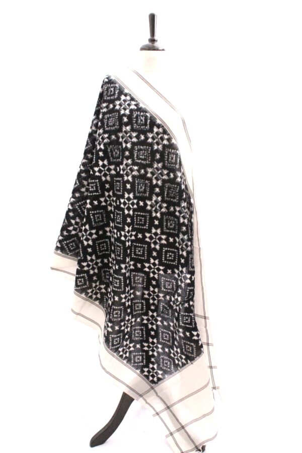 Mercerised cotton Multicoloured Ikat dyed Dupatta, traditional art from Andhra Pradesh