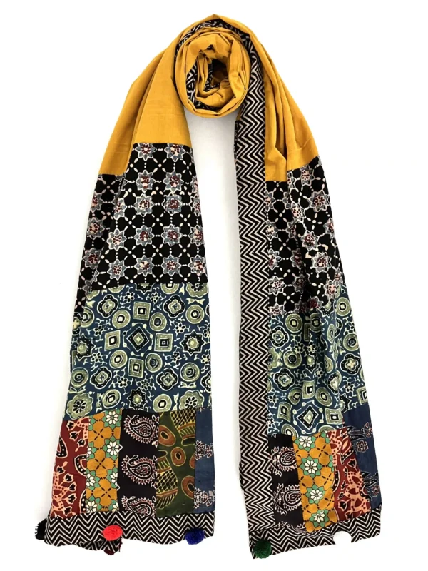 Ajrakh patchwork Cotton Stole, art from Rajasthan