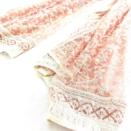 Net Lucknowi embroidery dupatta in Onion Pink colour